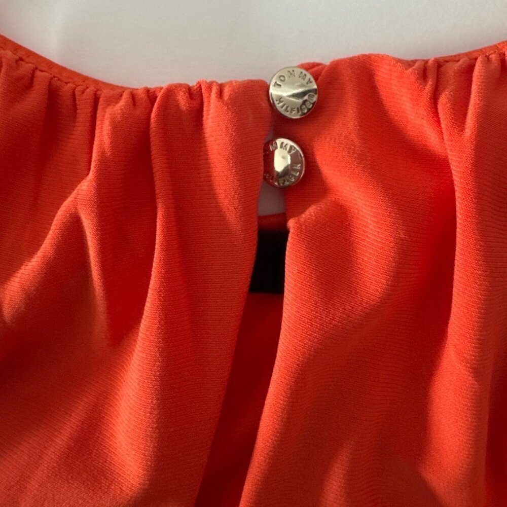 Tommy Hilfiger Orange Sleeveless Halter Maxi Dress Size 14 With Drawstring Waist - Picture 4 of 8
